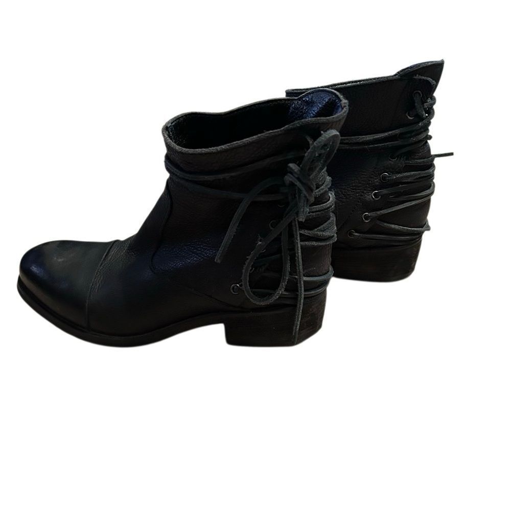Vintage Y2K Italy Bootie Leather Ankle Boot Barneys New York Black Lace Up 36 6